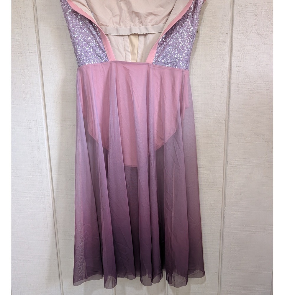 Weissman Pink Sequin Lyrical Dance Costume Ombre Mesh Open Back Large Adult - Picture 8 of 13